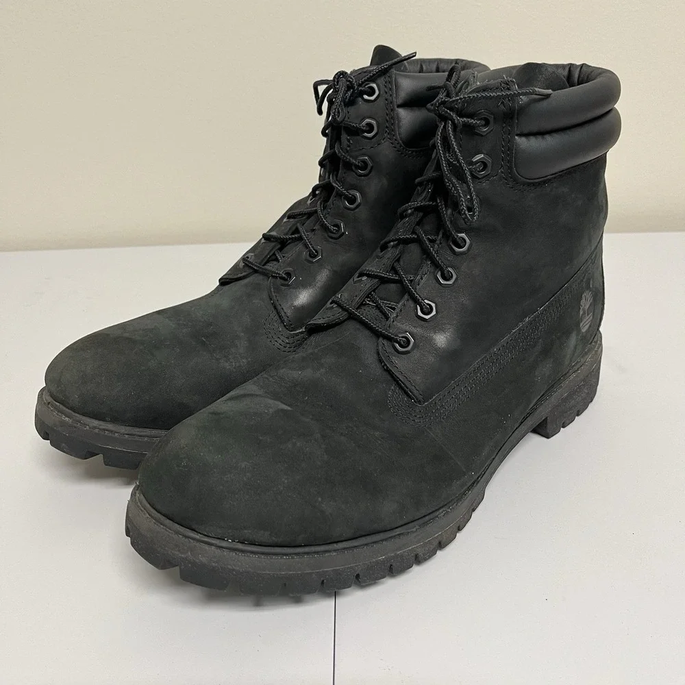Timberland Premium 6 Inch Waterproof Boots Mens 11M Black Nubuck 73541 Work Hike